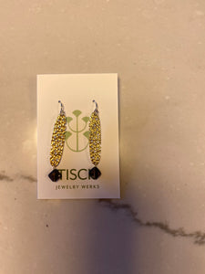 Gold Dangle Earrings w/ small brown stone