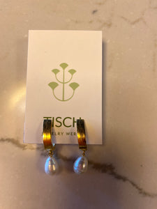 Gold Post Earrings w/ Pearl