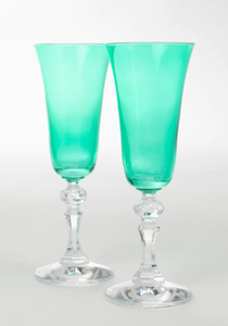 Estelle Regal Flutes with Clear Stem - Set of 2