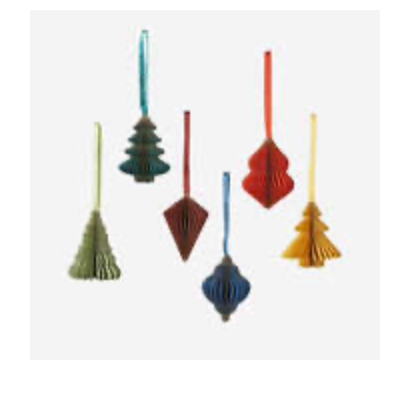 Colored Accordion Paper Ornaments - box of 6