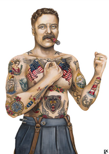 Tatted Teddy Paper Print