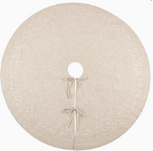 Load image into Gallery viewer, Embroidered Scroll Border Tree Skirt - Natural