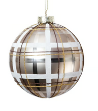 Load image into Gallery viewer, Champagne Tartan Glass Ball Ornament