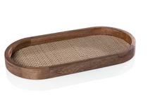 Load image into Gallery viewer, Mango Wood Trays w/ Rattan Inlay