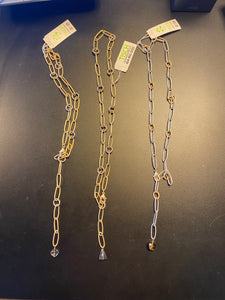 Gold chain necklaces w/ stone