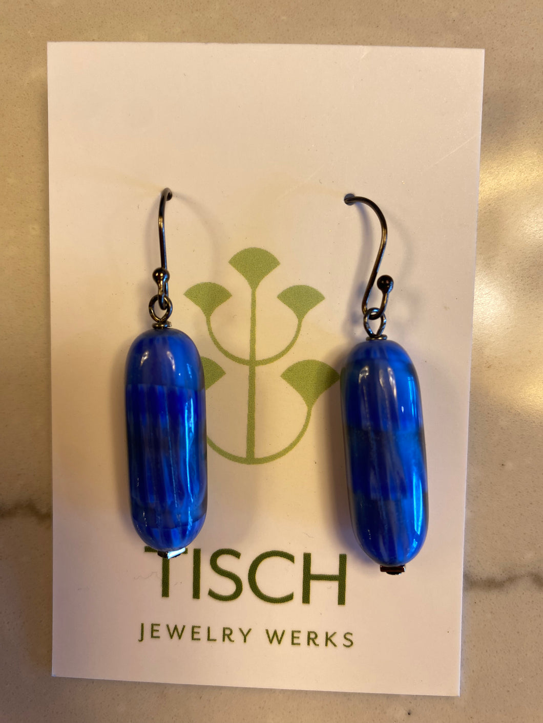 Silver Blue Dangle Earrings