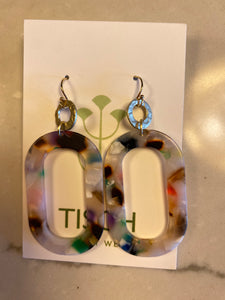 Gold/Acrylic Mixed Color Hoop Earrings