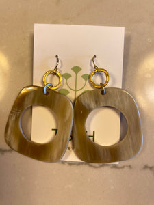 Gold Beige/Acrylic Hoop Earrings