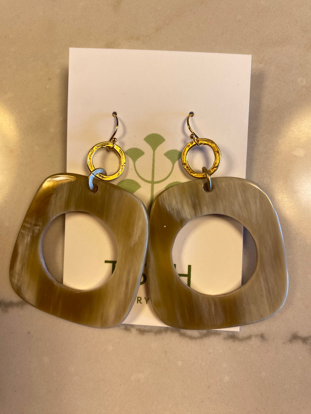 Gold Beige/Acrylic Hoop Earrings