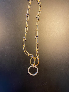 Gold/Silver Chain Necklace w/ Silver Circle