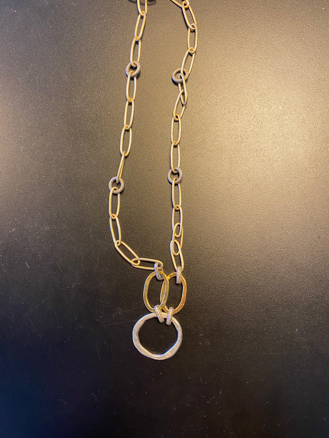 Gold/Silver Chain Necklace w/ Silver Circle